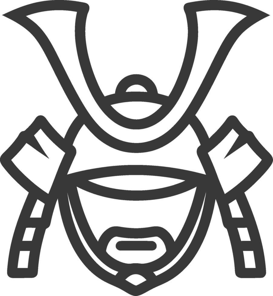 Black and White Line Drawing of a Samurai Helmet vector
