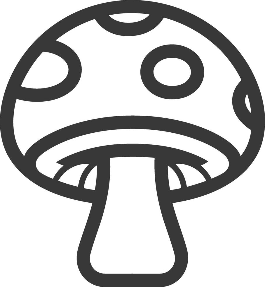 Black and White Line Drawing of a Mushroom with Spots vector