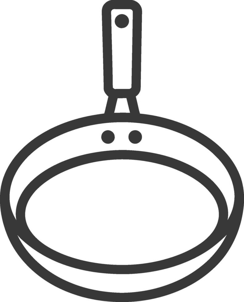 Black and white line drawing of a frying pan vector