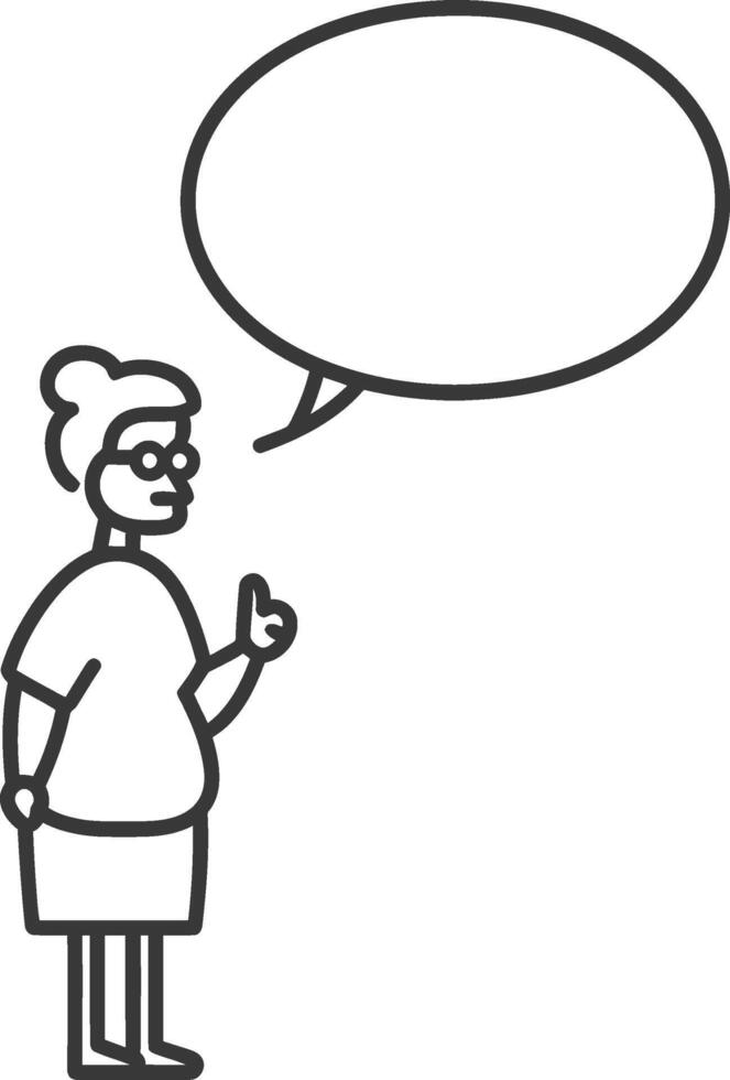 A woman with glasses and a bun giving a thumbs up with a speech bubble above her head vector
