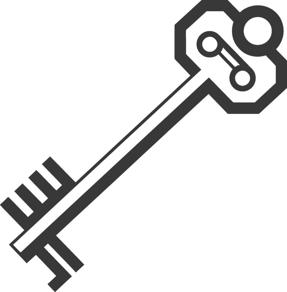 Black and White Line Art Illustration of a Key vector
