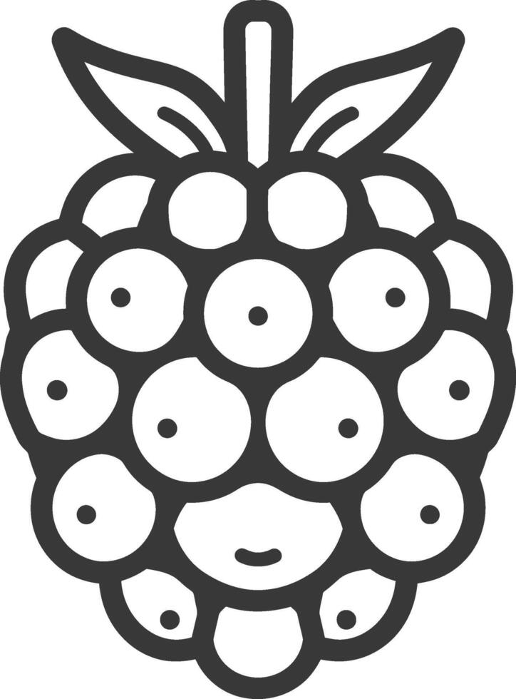 Black and White Line Drawing of a Raspberry vector