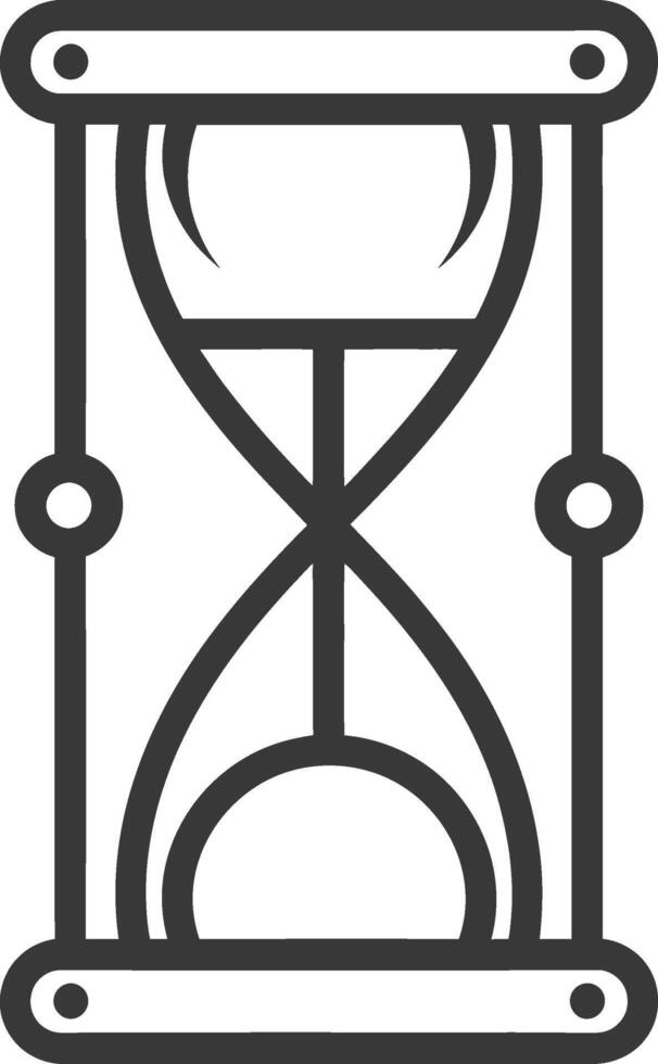 Black and White Line Drawing of an Hourglass vector