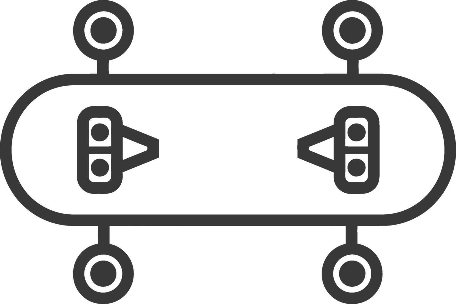 Black and White Line Art of an Overhead View of a Conveyor Belt with Four Supports vector