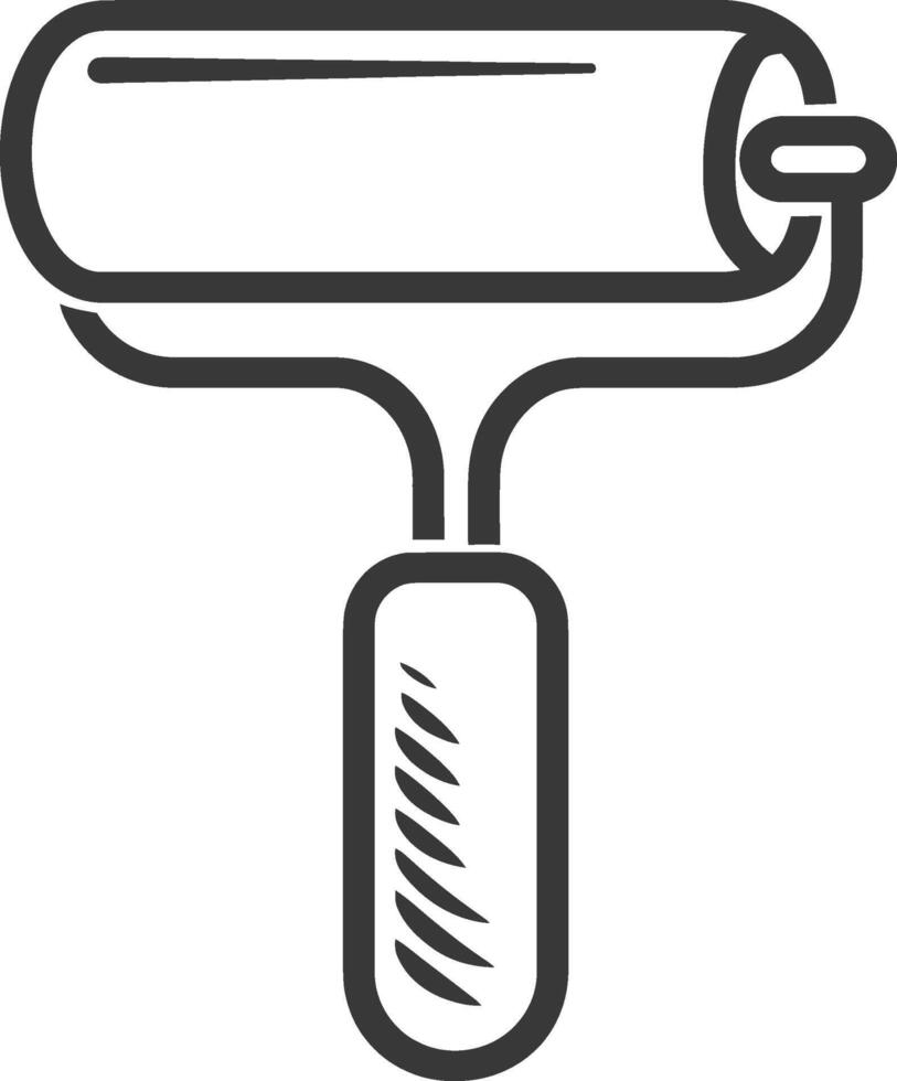 Black and White Line Drawing of a Paint Roller vector