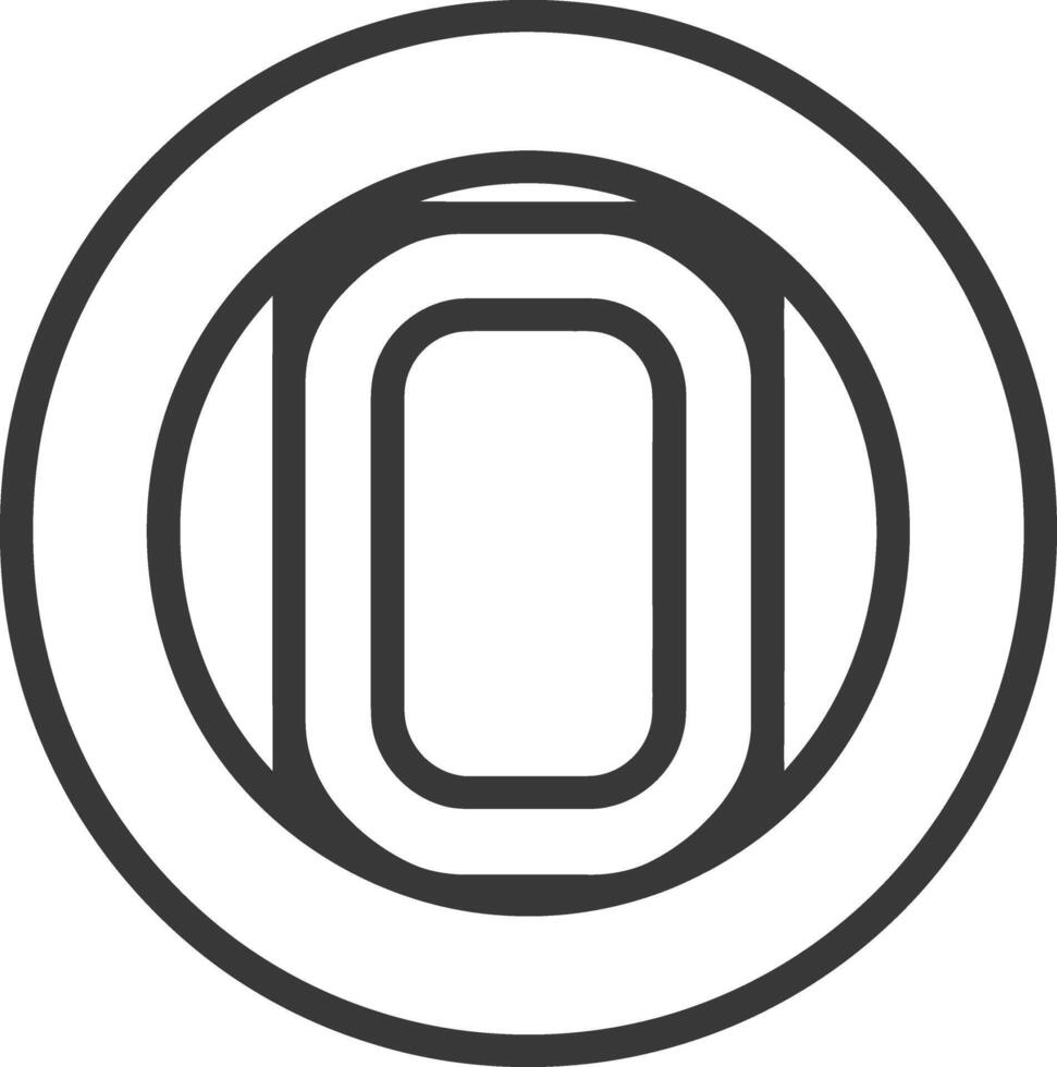 A stylized letter O with multiple concentric circles vector