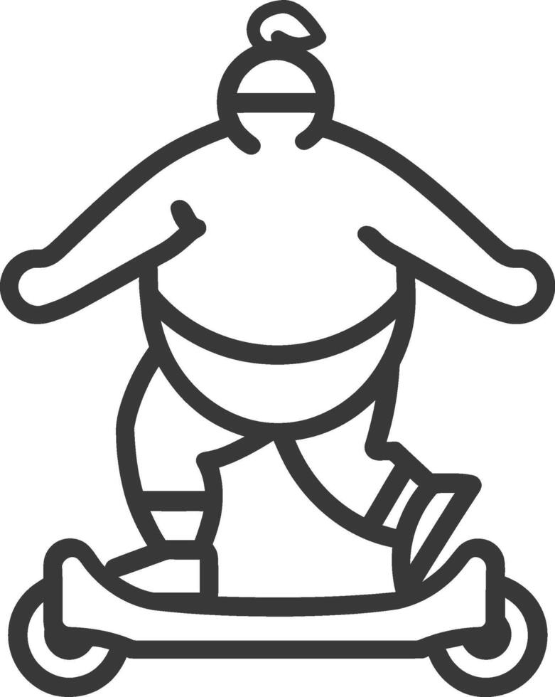 A Sumo Wrestler Riding a Skateboard vector