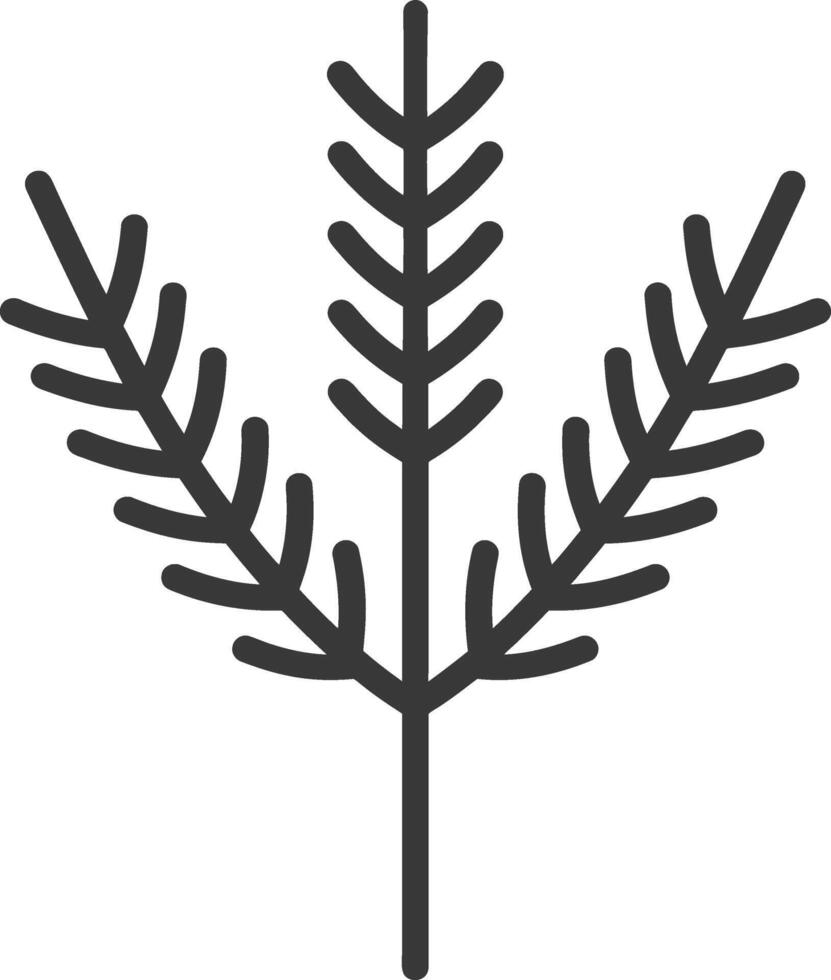 A stylized outline of a three branched plant with rounded edges vector