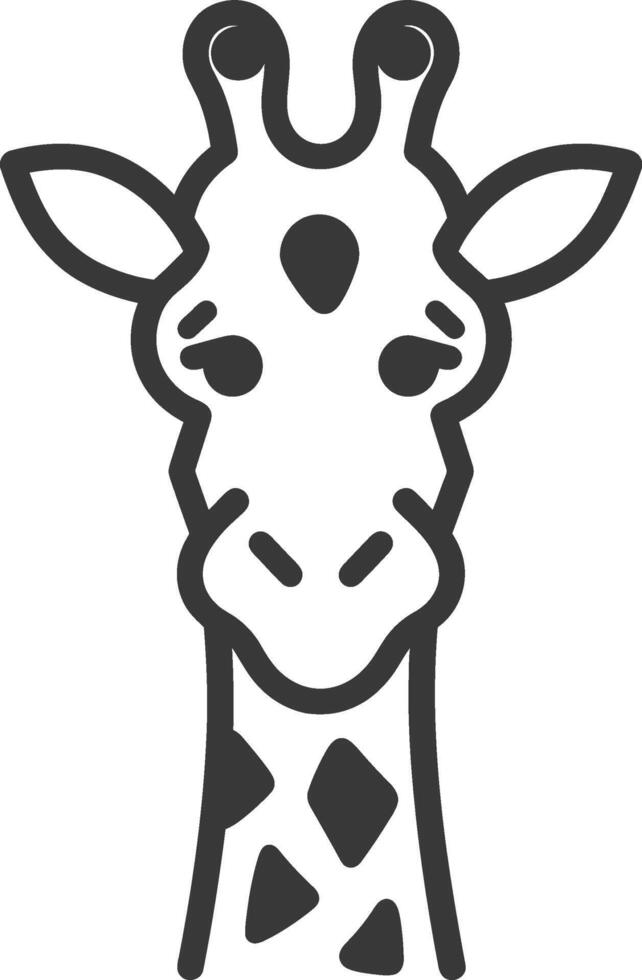 Black and White Line Drawing of a Giraffes Head vector