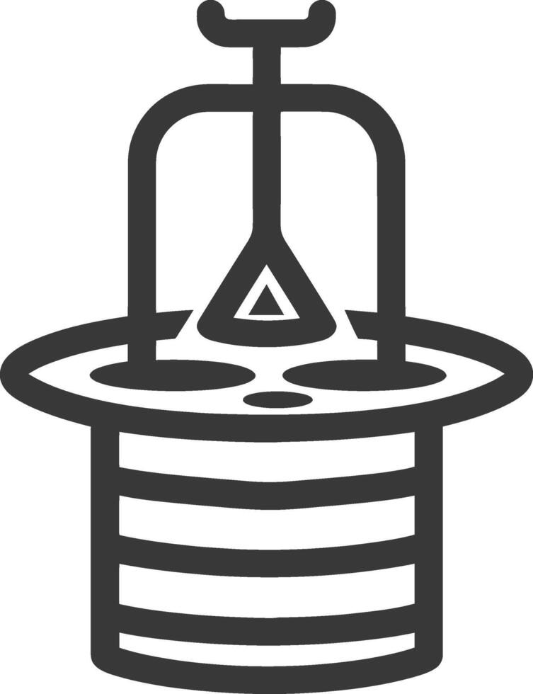 Black and White Line Art of a Magic Trick with a Hat and a Wand vector