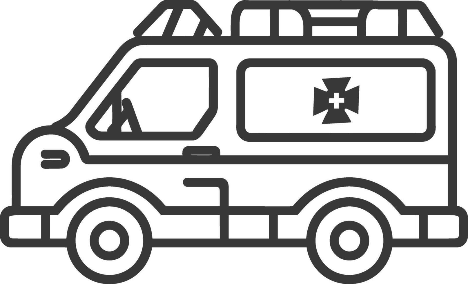 Black and White Line Art Illustration of an Ambulance vector