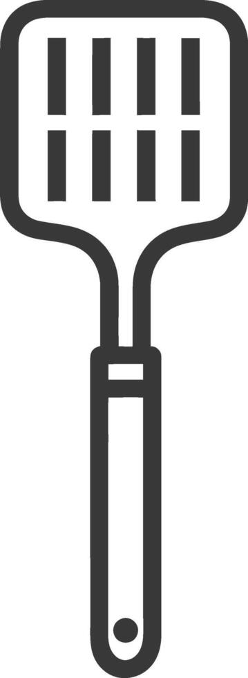 Black and white line art illustration of a spatula vector