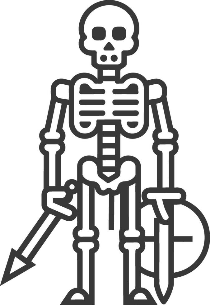 Skeleton Warrior Holding a Spear and Shield vector