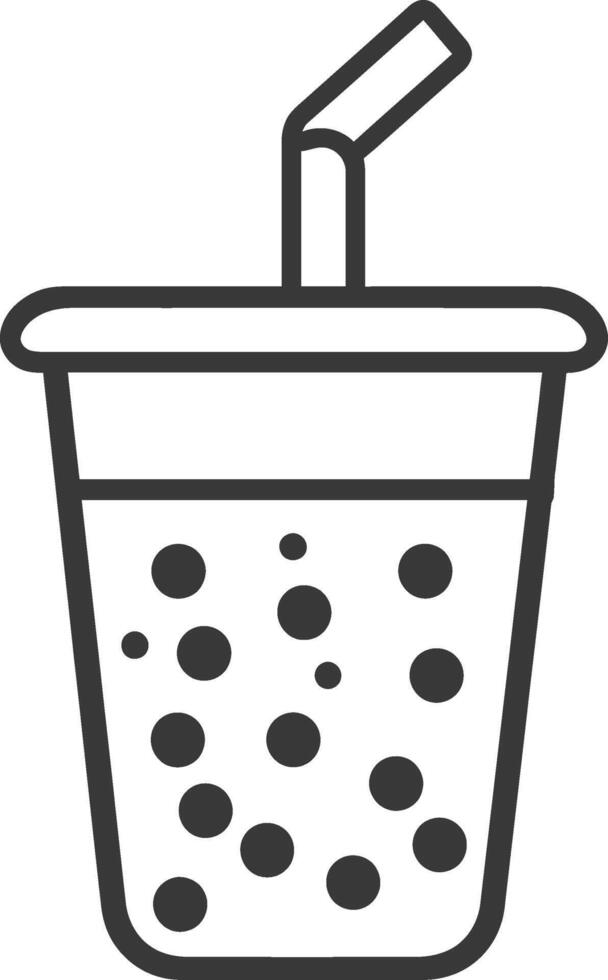 Black and White Line Art Illustration of Bubble Tea with a Straw vector
