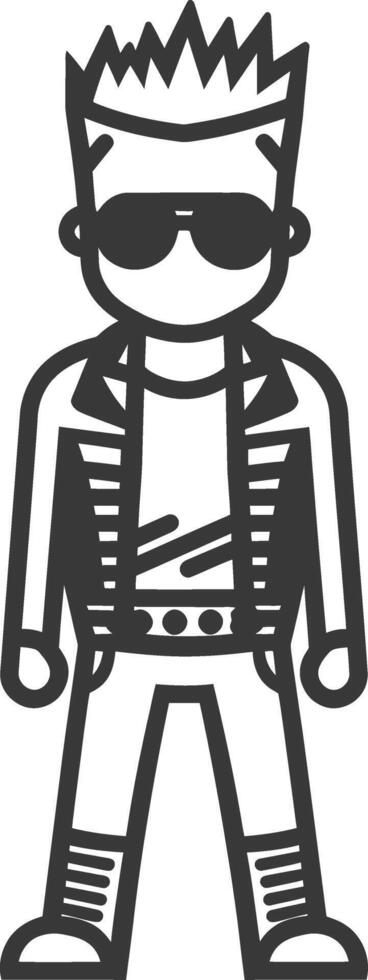 Line Art Illustration of a Punk Rock Teenager vector