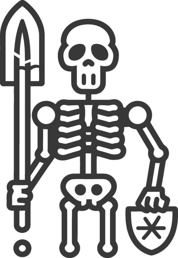Skeleton Holding a Sword and Shield vector