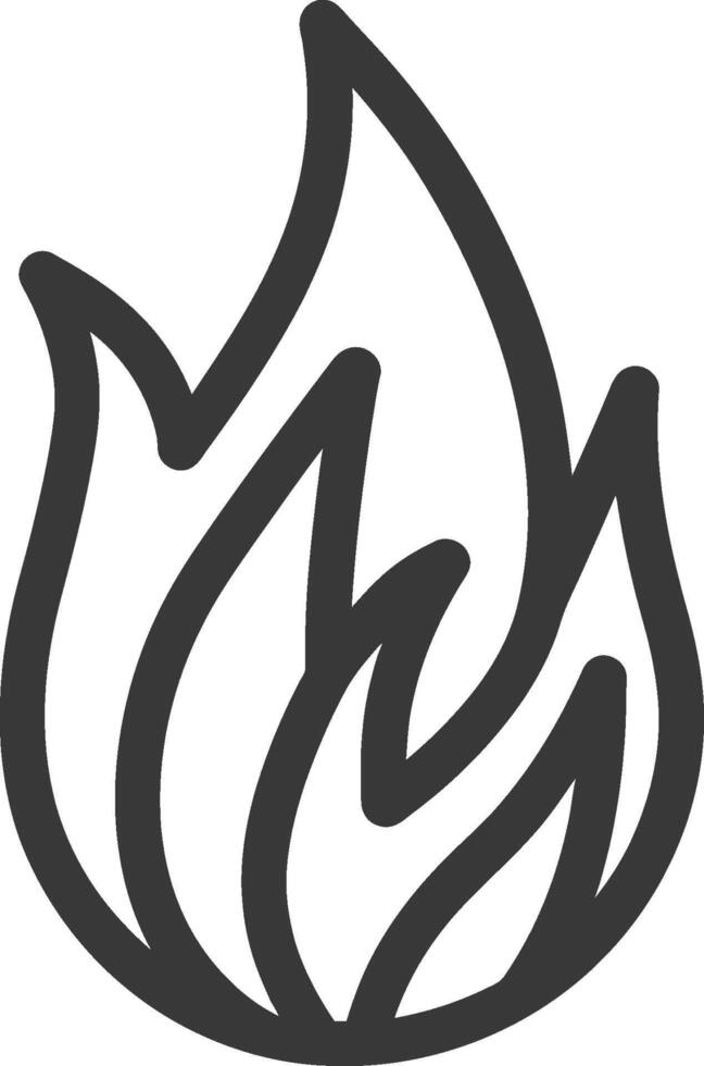 Black and White Line Drawing of a Flame vector
