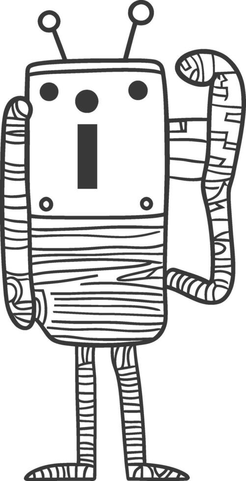 Hand drawn Illustration of a Striped Robot with Antennas vector