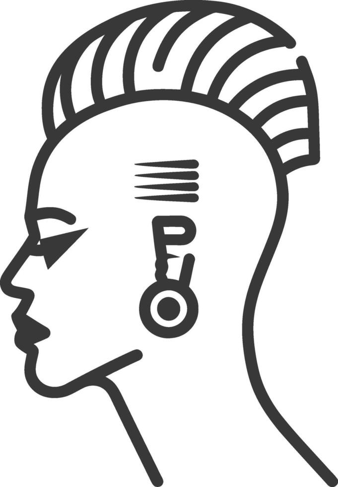 Line Art Illustration of a Person with a Mohawk Hairstyle vector