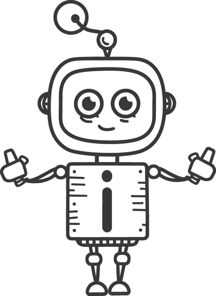 Cartoon Robot with Large Eyes and Antenna vector