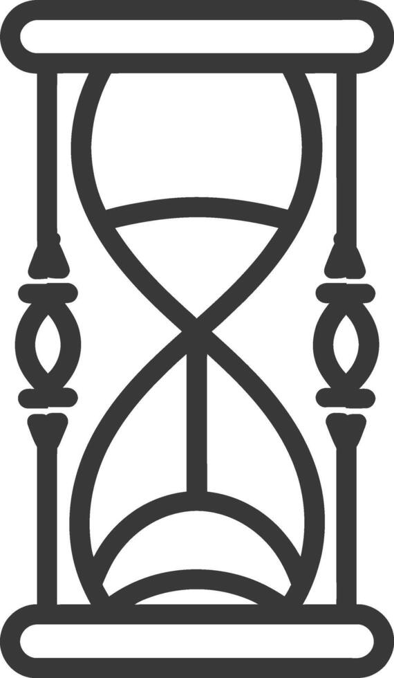 Black and White Line Art Illustration of an Hourglass vector