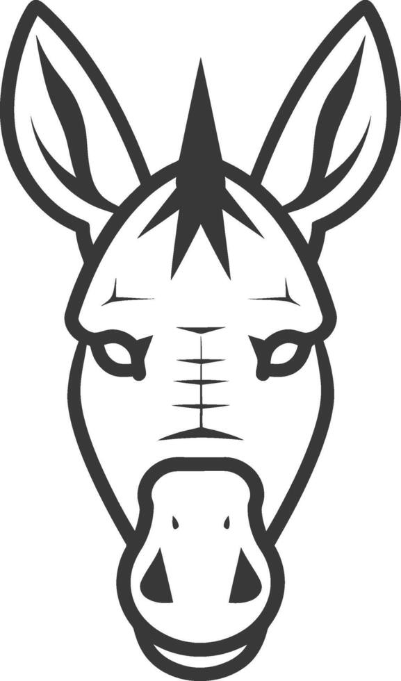 Black and white line art illustration of a zebra head vector