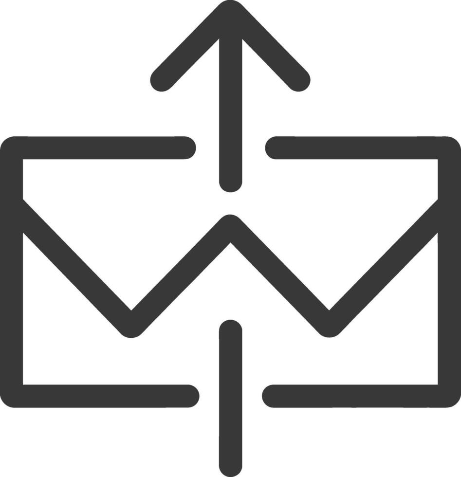 Black and White Line Art of an Envelope with an Upward Arrow vector