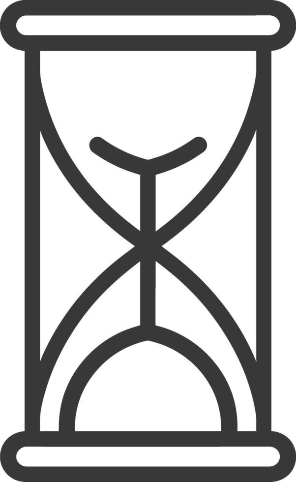 Black and white line art illustration of an hourglass vector