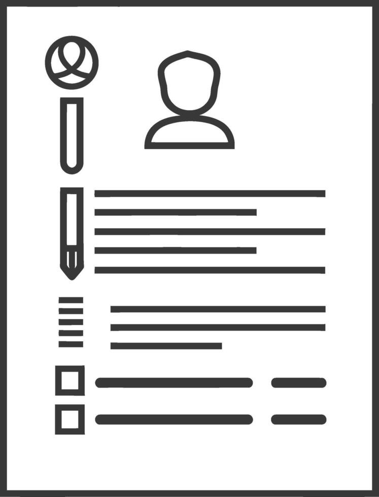 Black and White Line Art of a Resume vector