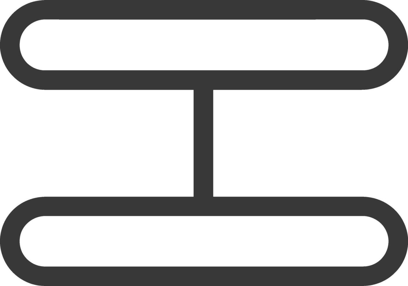 Black and White Line Art of Two Horizontal Lines Connected by a Vertical Line vector