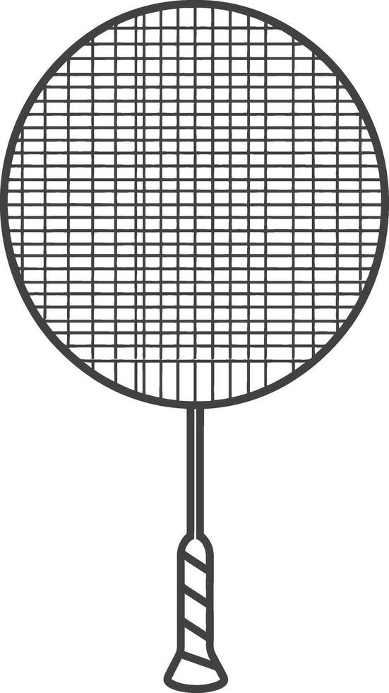 Black and White Line Drawing of a Badminton Racket vector