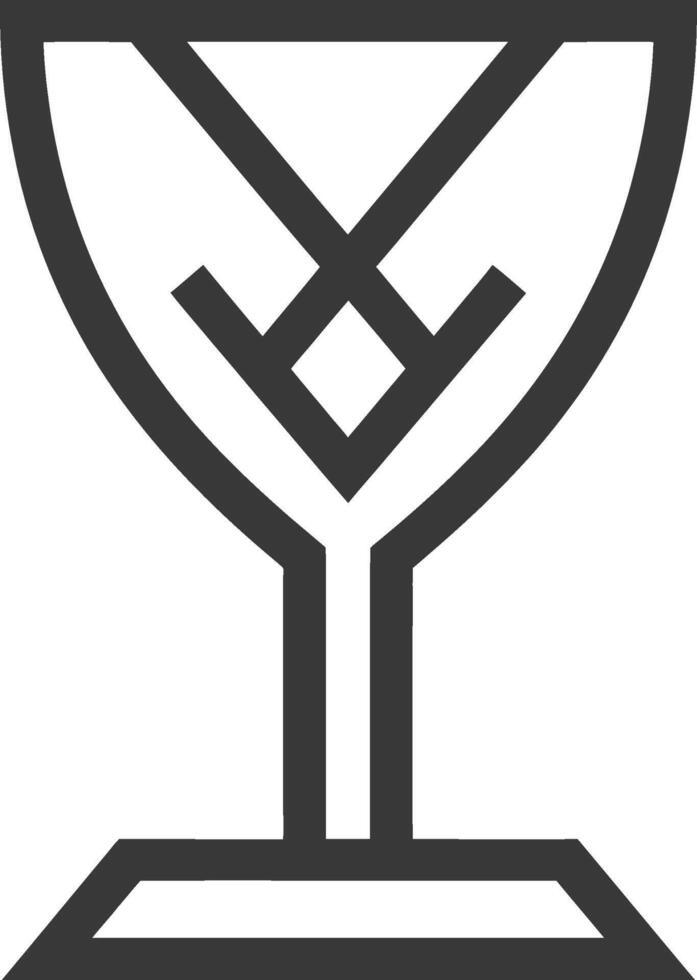 Black and White Line Art Illustration of a Trophy Cup vector