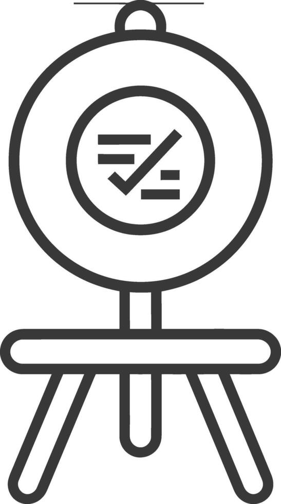 Black and white line drawing of a checklist on an easel vector