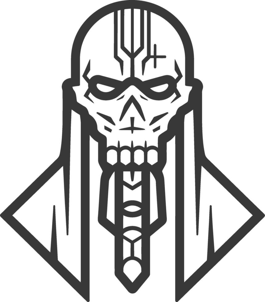 Skull with Cross and Cloak in Geometric Style vector