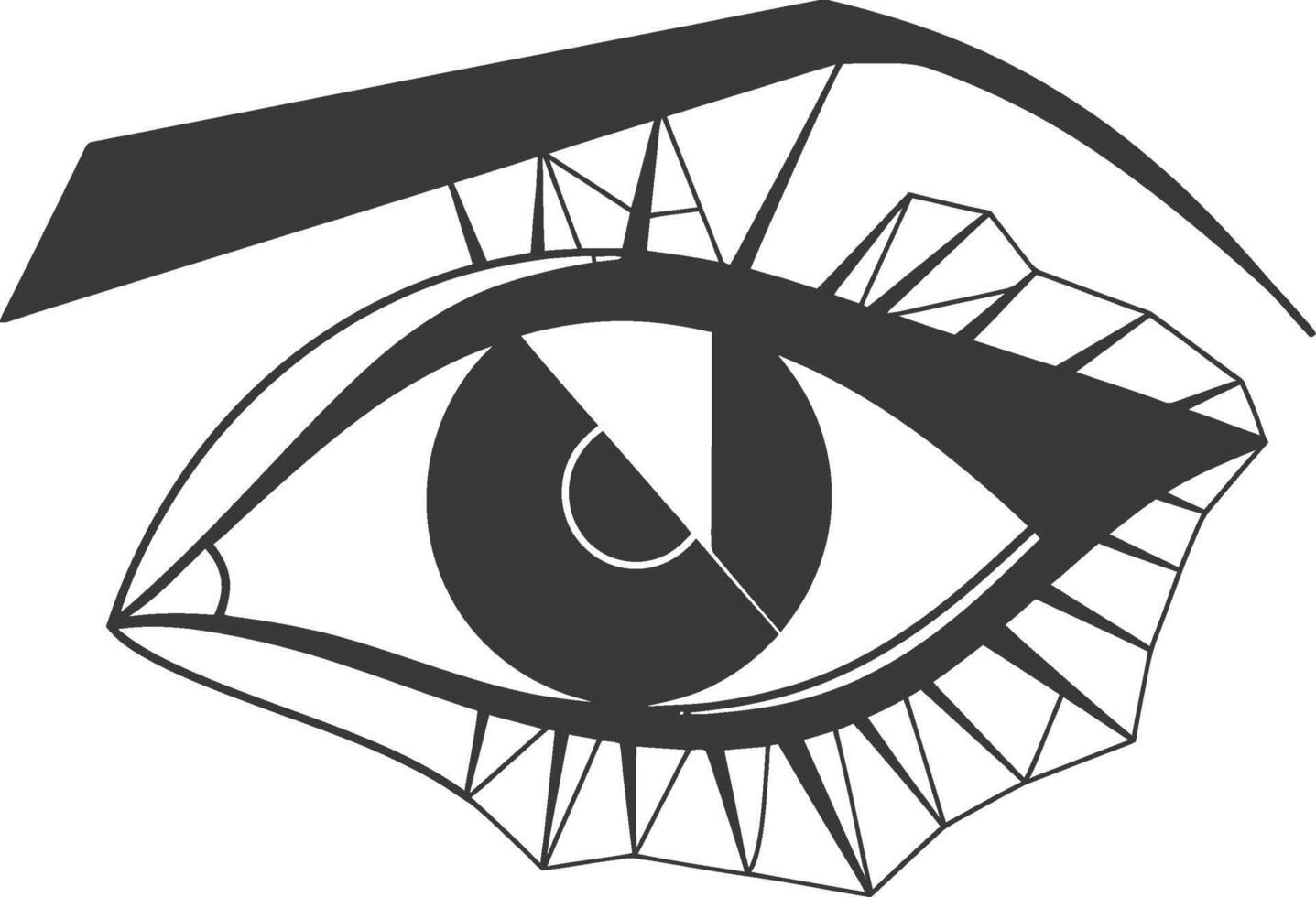 Stylized Black and White Drawing of a Human Eye vector