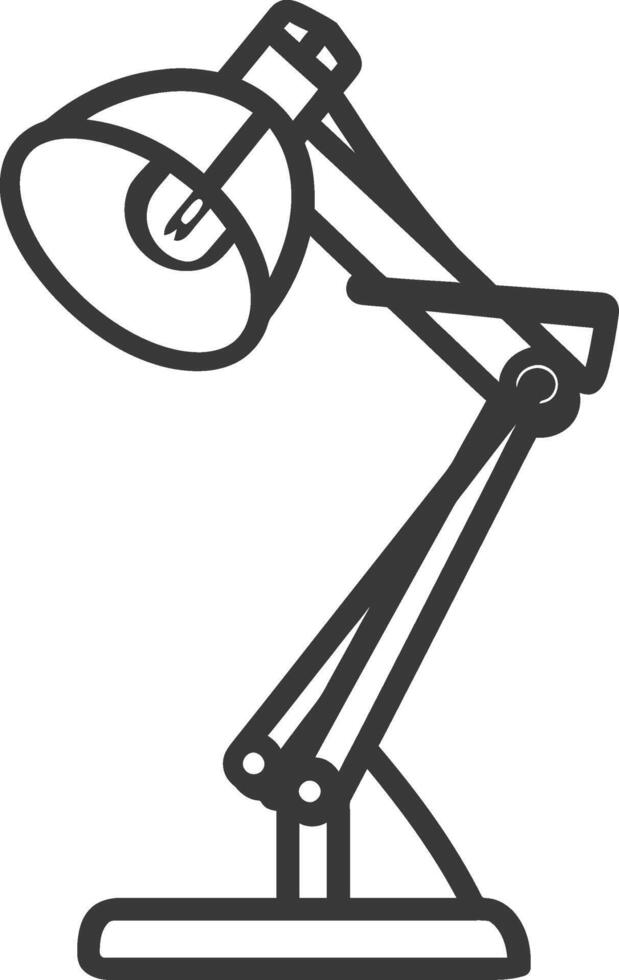 Black and white line drawing of a desk lamp vector