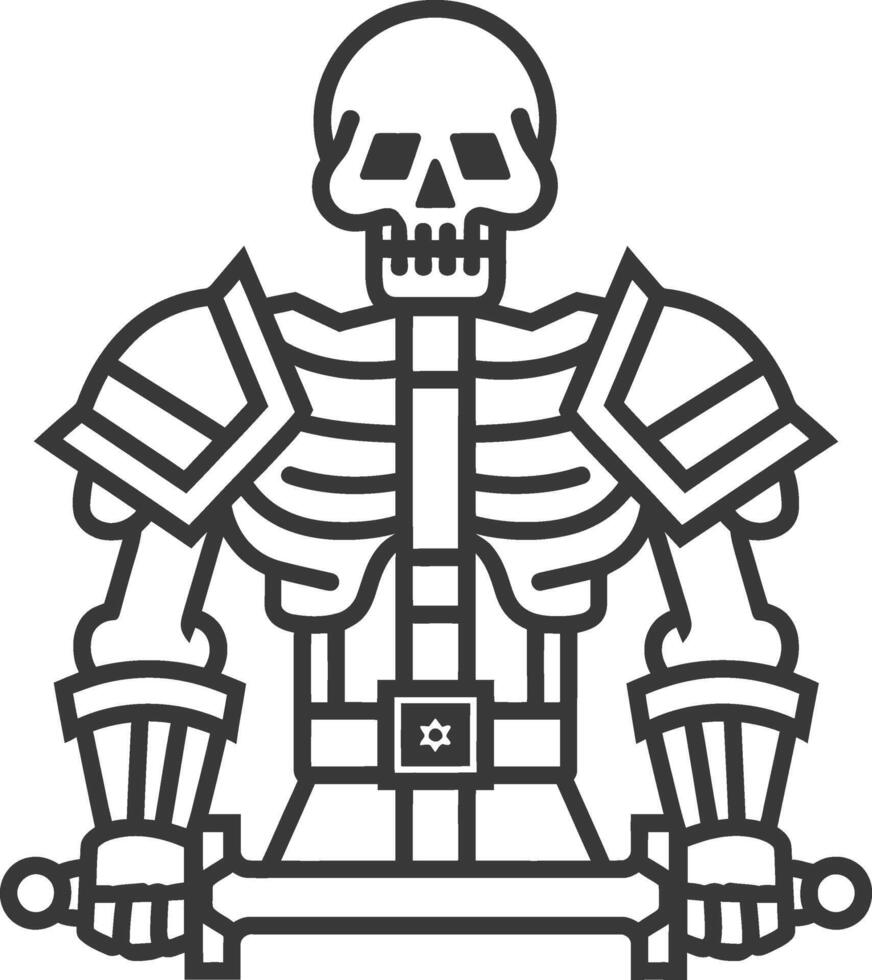 Skeleton Warrior Holding a Sword in Armor vector