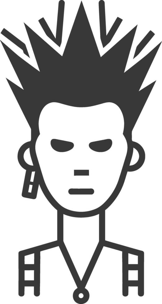 Black and White Line Drawing of a Person with Spiky Hair vector