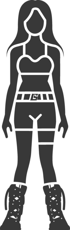 Silhouette of a Woman in a Sports Bra Shorts and Boots vector