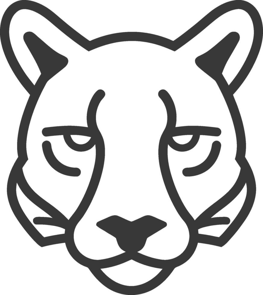 Black and white line drawing of a cougars head vector
