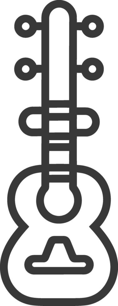 Line Drawing of a Guitar with a Rounded Body and a Thin Neck vector