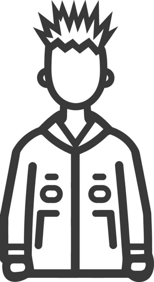 Line art illustration of a person with spiky hair wearing a jacket vector