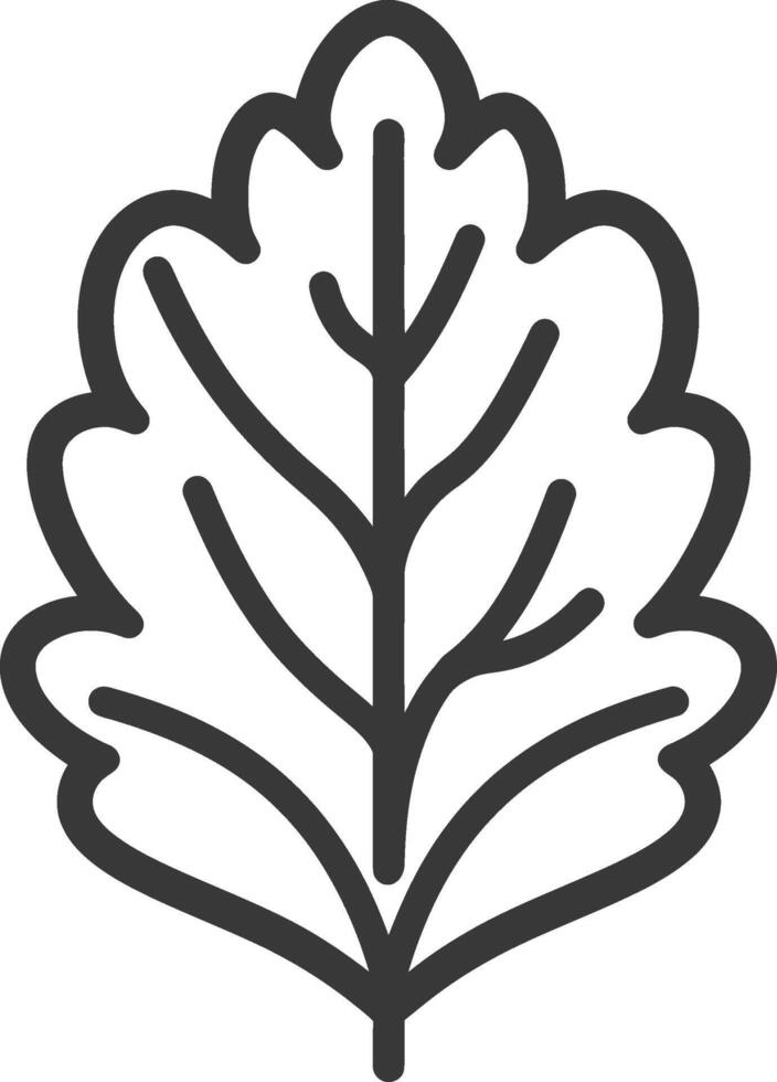 Black and white line drawing of a leaf with a stem vector