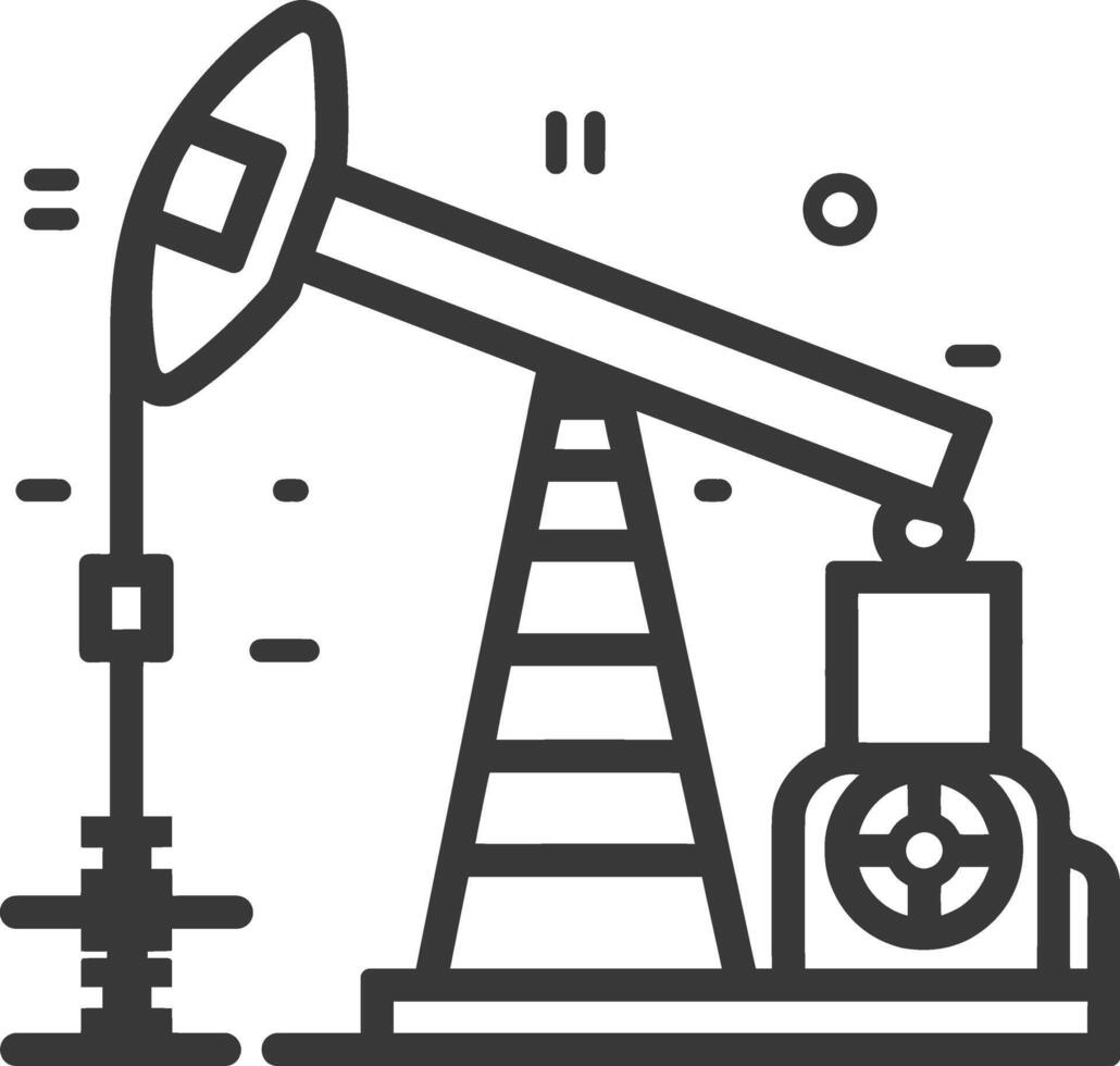 Black and white line drawing of an oil rig vector