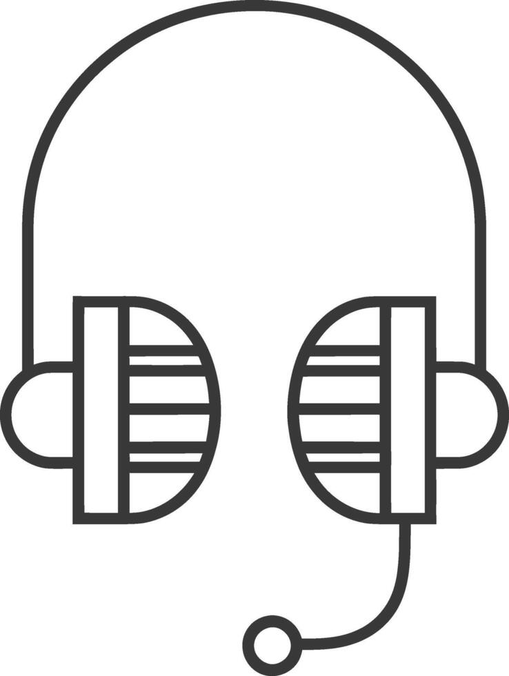 Black and White Line Art Illustration of Headphones with a Microphone vector