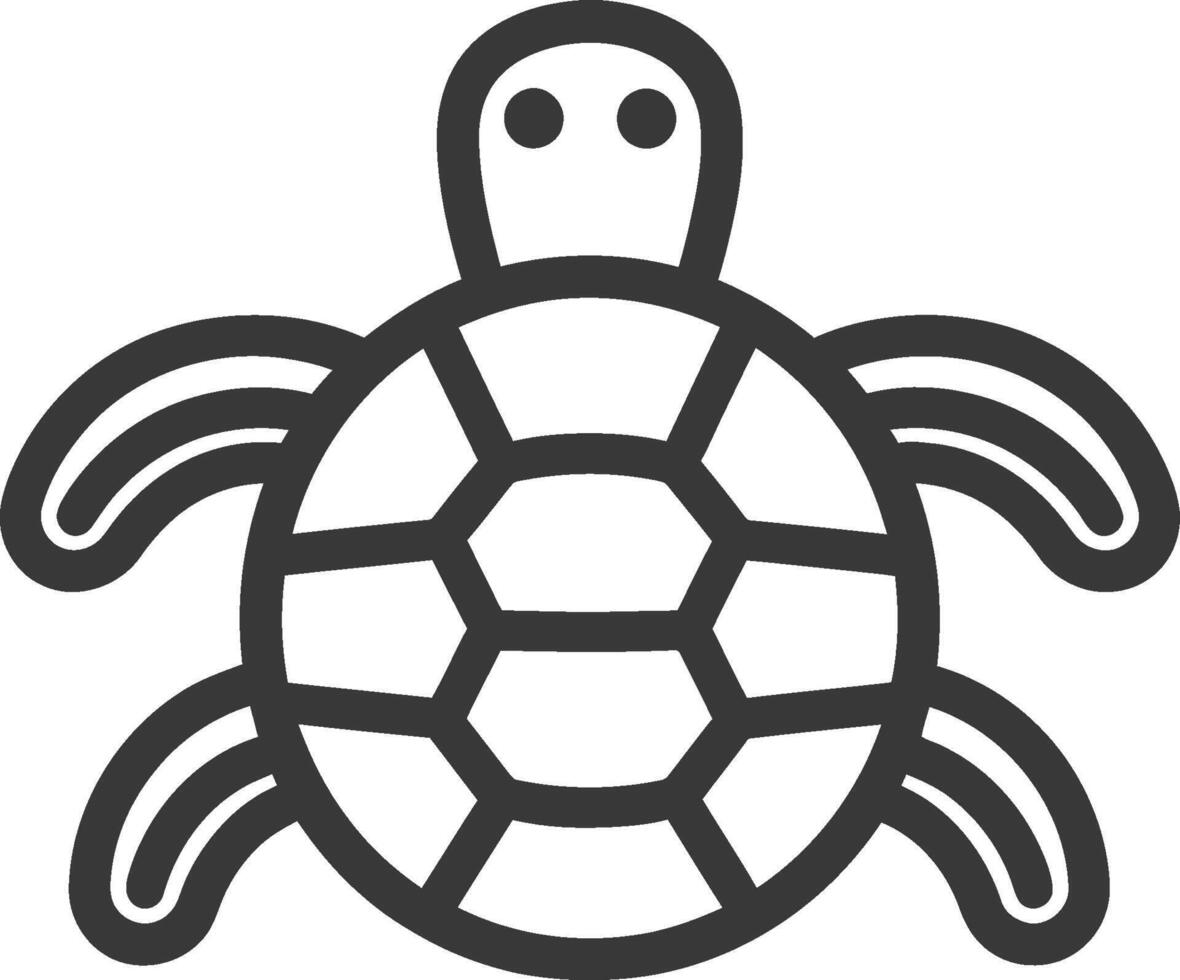 Black and white line art illustration of a turtle vector