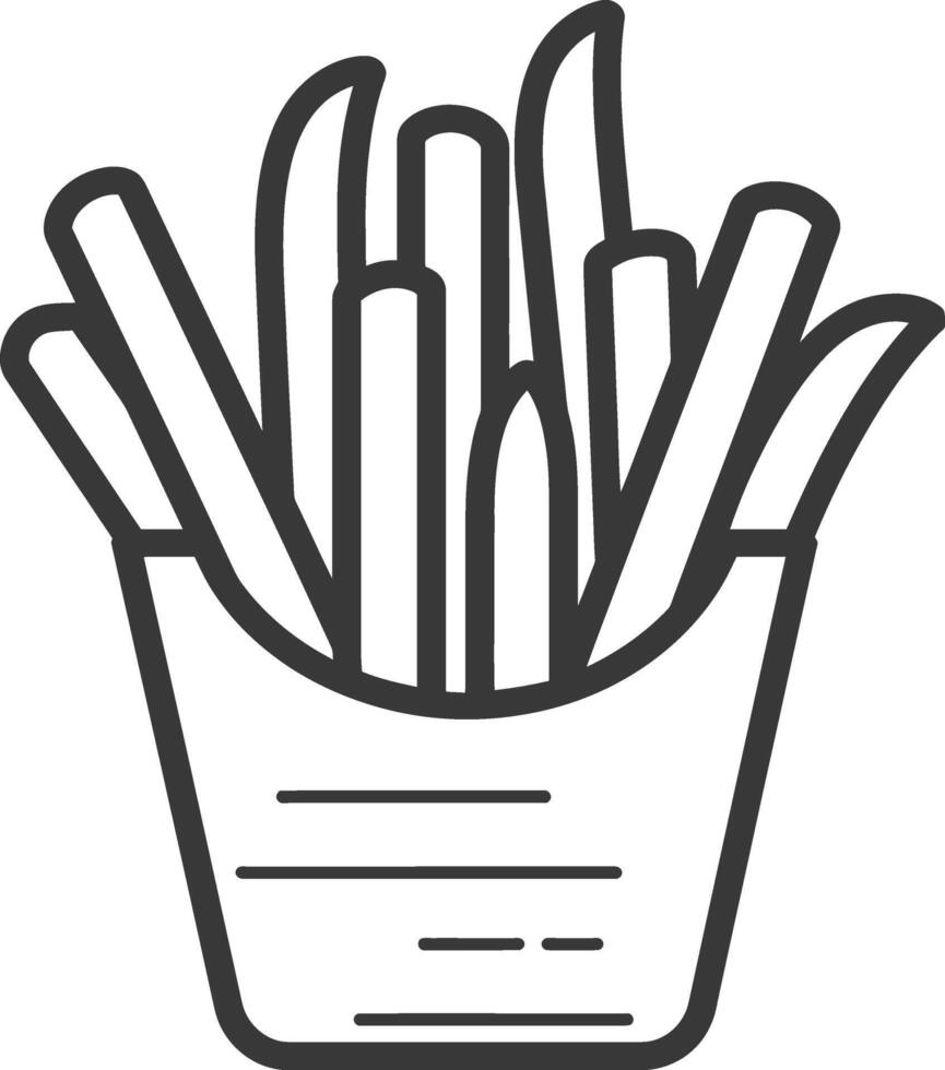 Black and White Line Art Illustration of French Fries in a Carton vector