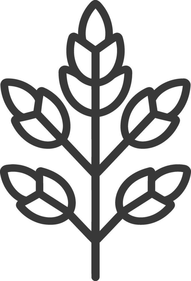 Black and White Line Drawing of a Plant with Five Leaves vector