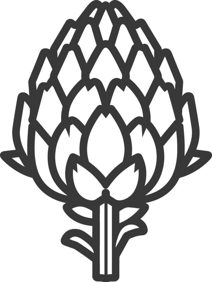 Black and White Line Art Illustration of an Artichoke vector