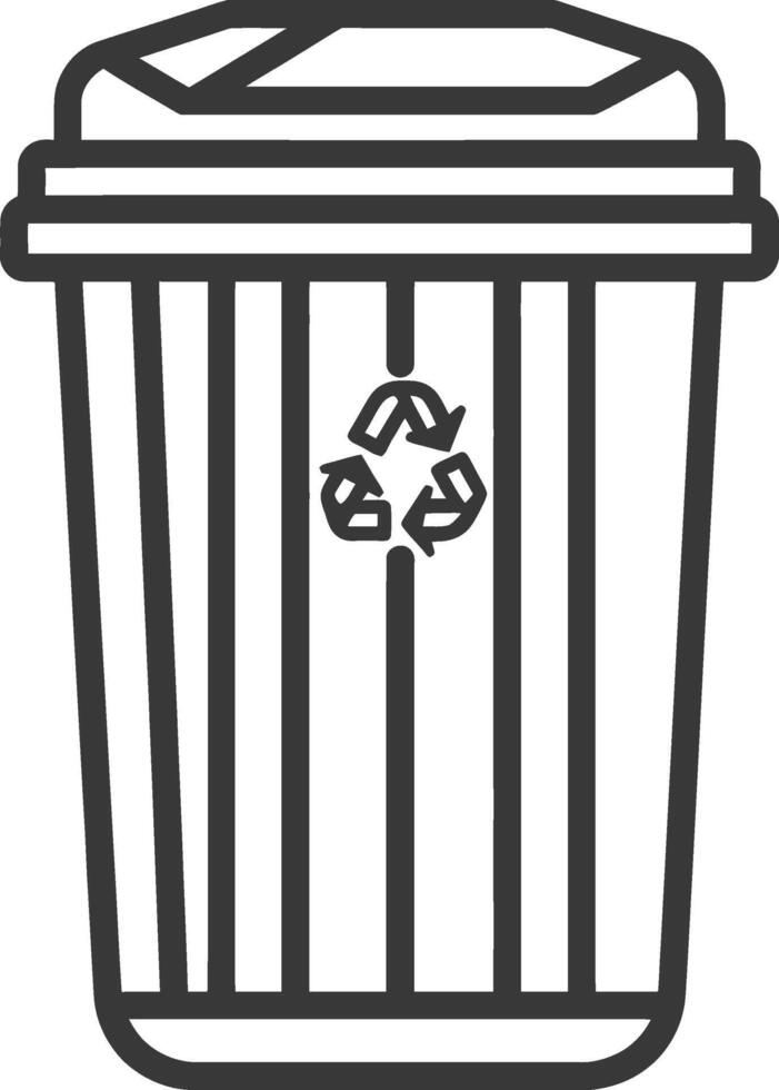 Black and White Line Art Illustration of a Recycling Bin vector